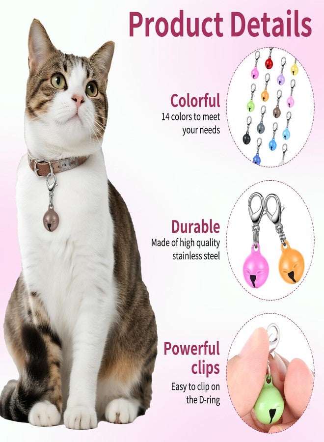 Larrel 14 Pcs Pet Bell, Small Dog Collar Bell with Key Rings Clasps Cat Collar Charms Pet Pendant Accessories for Small Animal Dog Goat Puppy Kitty Pets Training to go Outside 1/2-Inch (Colourful) - Image 3